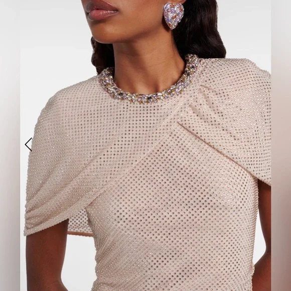 Self-Portrait CHAMPAGNE RHINESTONE MAXI DRESS
